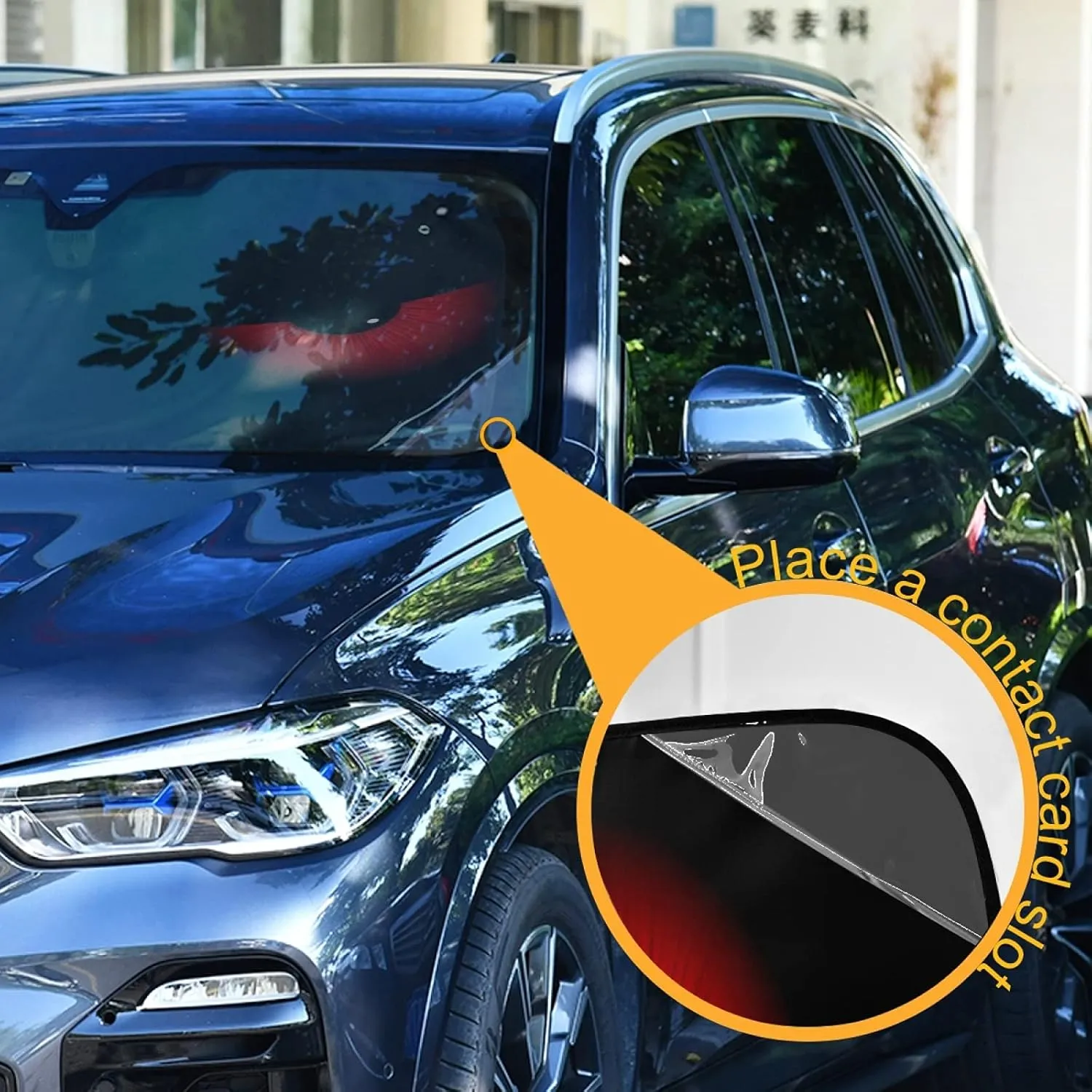 Dussdil Evil Red Eyes Car Windshield Sun Shade Eye Car Sunshade Block UV Rays Protector Sun Shades Window Shield Visor Cover Keep Your Vehicle Cool Foldable for Car Truck SUV M