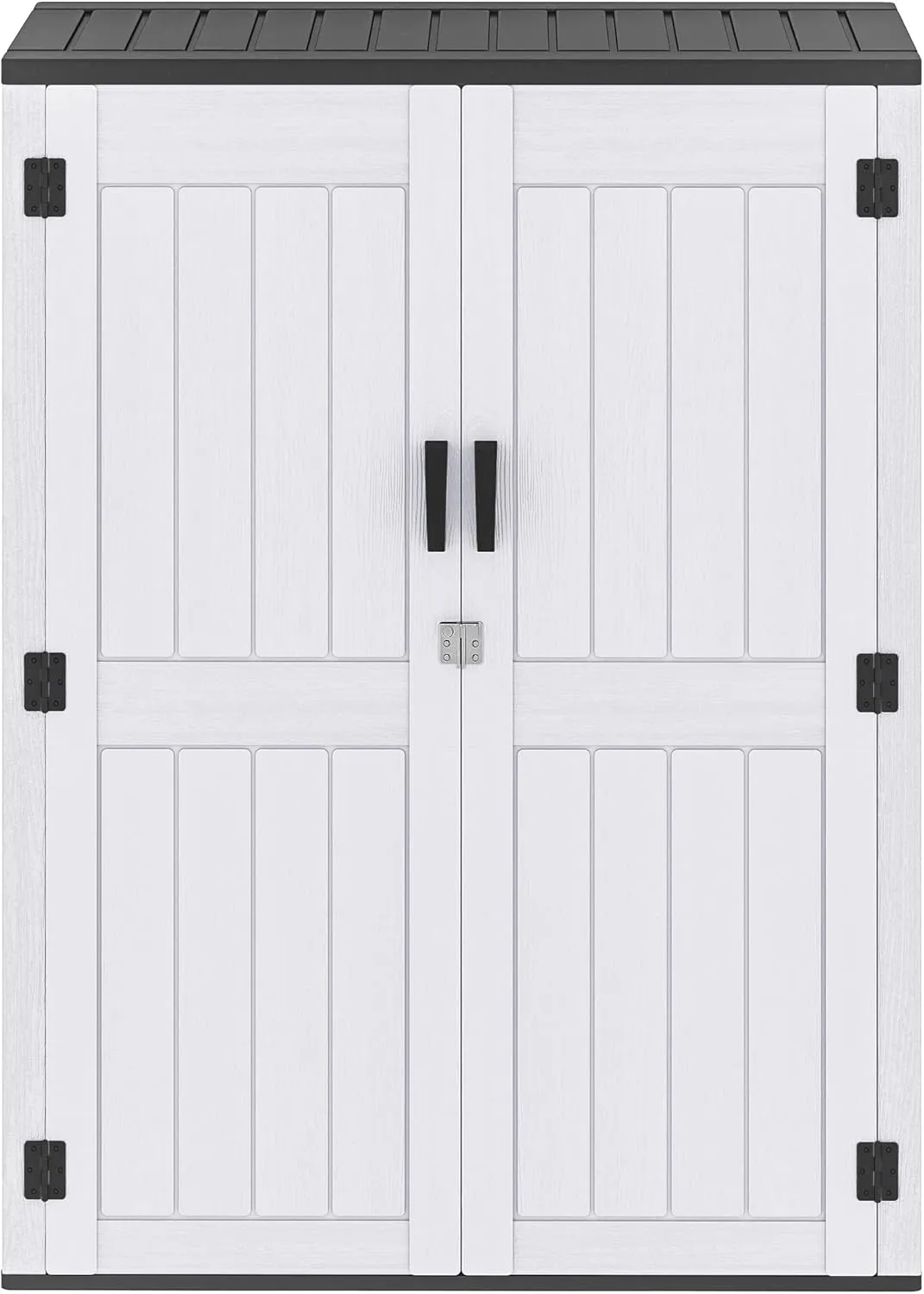 DWVO 59 Cu. Ft. Vertical Storage Shed, Weatherproof Outdoor Tall Cabinet with Double-Wall Panels and Floor, Lockable Resin Shed for Garden, Garage, Patio, Light Gray (Shelves Not Included)