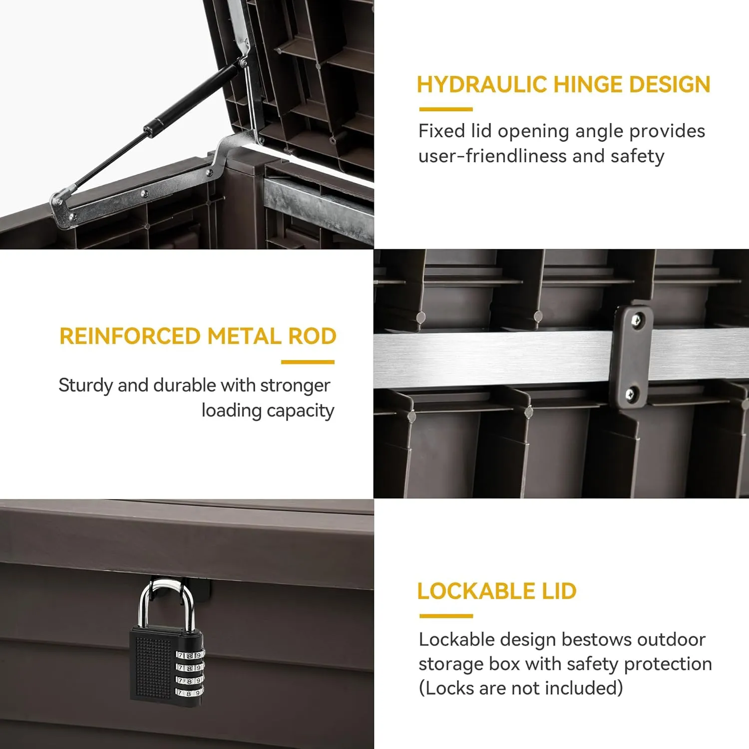 DWVO Large Deck Box 120 Gallon Waterproof Outdoor Storage Box, Extra Large Outdoor Bin, Resin Louvered Patio Storage for Pillows, Garden Tools & Pool Supplies, Lockable, Dark Brown