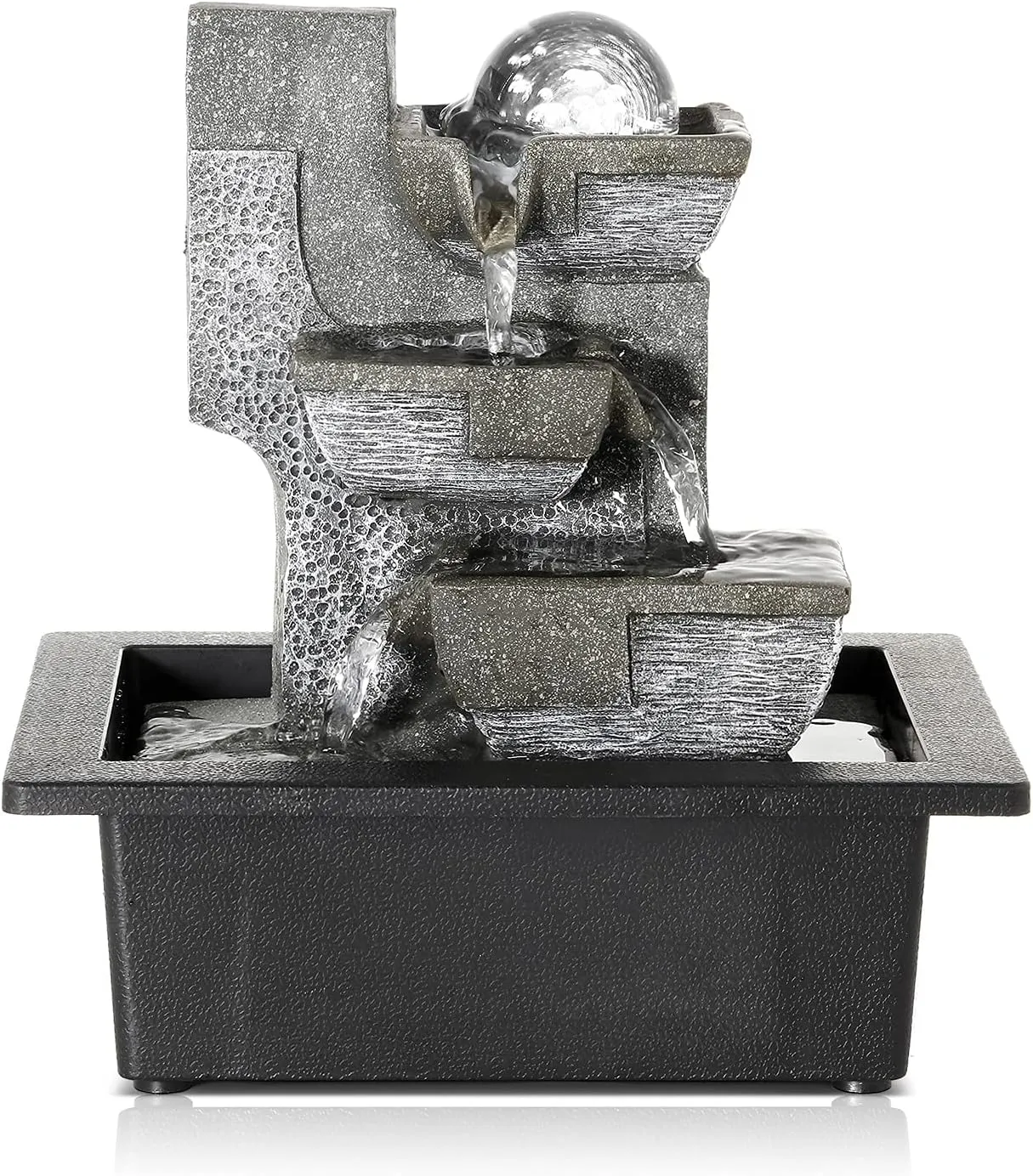 Dyna-Living Water Fountains Indoor Tabletop Fountain with LED Lights Relaxation Waterfall Fountain Indoor Water Fountains for Home Decor