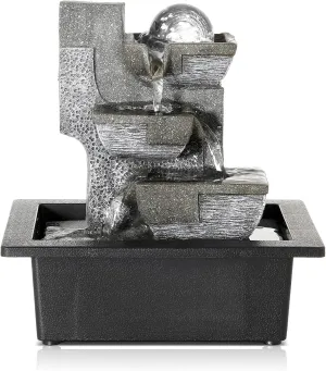Dyna-Living Water Fountains Indoor Tabletop Fountain with LED Lights Relaxation Waterfall Fountain Indoor Water Fountains for Home Decor