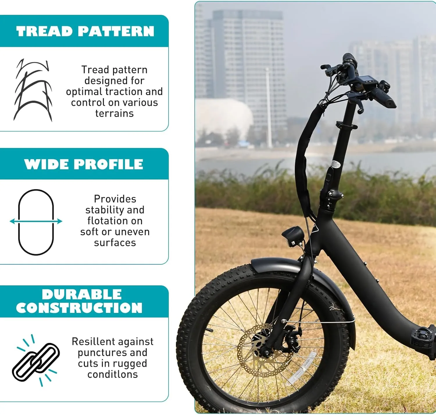 E Bike Fat tire 26 x 3 Fat tire Heavy Duty High-Performance Wear-Resistant E-Bike Mountain Snow Bike Tire with Tubes，1/2pack，Black