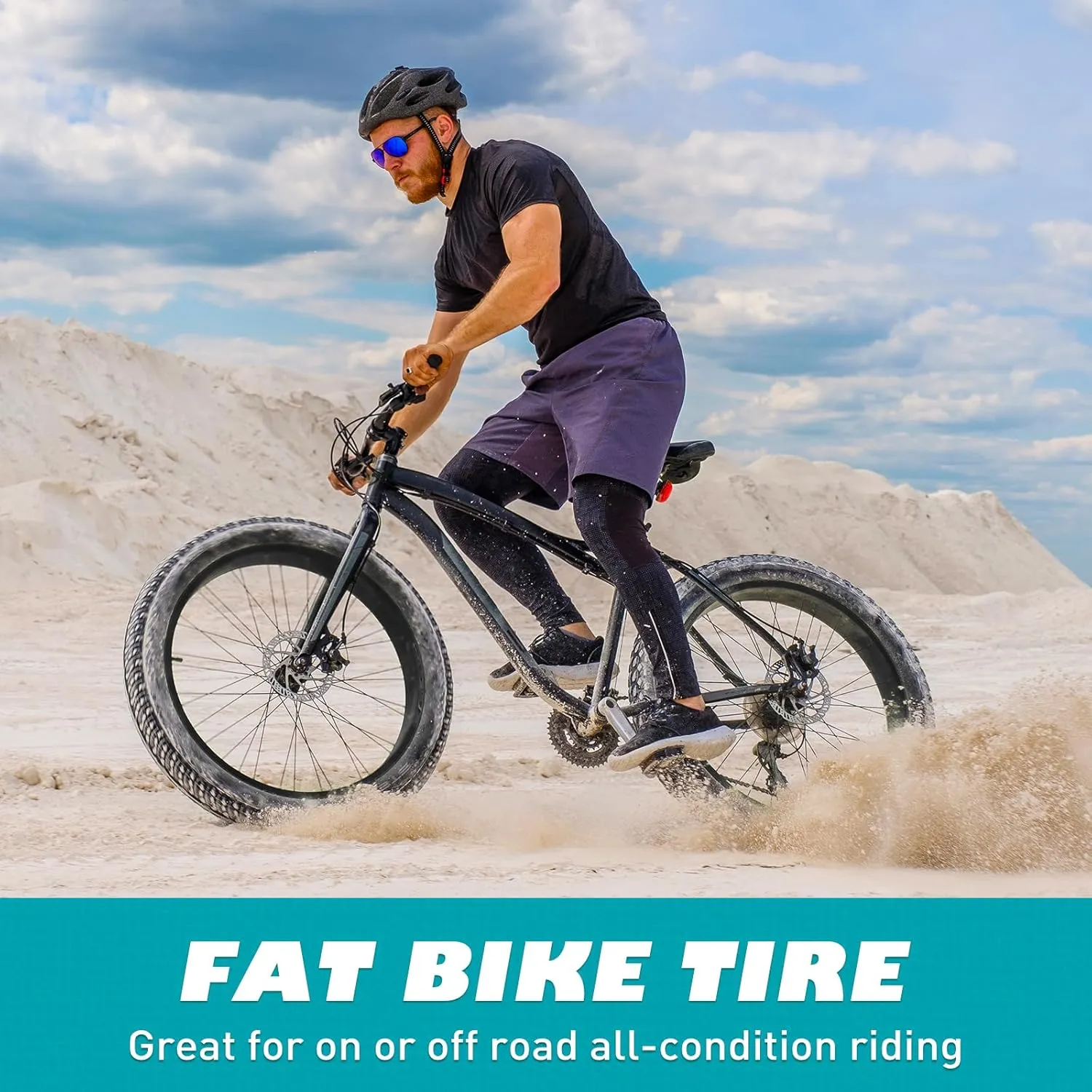 E Bike Fat tire 26 x 3 Fat tire Heavy Duty High-Performance Wear-Resistant E-Bike Mountain Snow Bike Tire with Tubes，1/2pack，Black