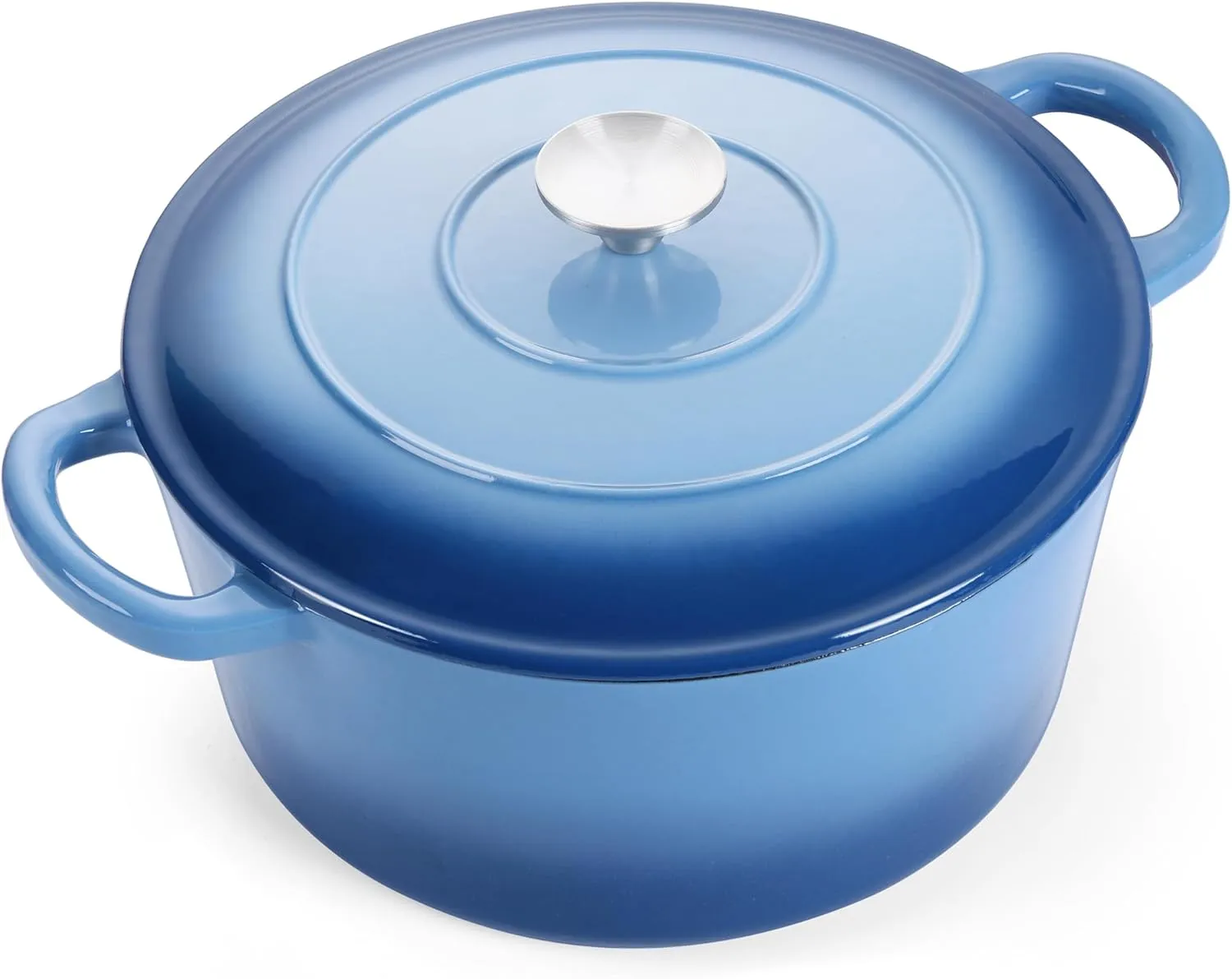 E-far 7QT Enameled Dutch Oven, Cast Iron Dutch Oven Pot with Lid for Cooking/Bread Baking/Braising/Roasting/Stewing, Heavy Duty Round Nonstick Cookware Safe for Induction & Oven - Blue