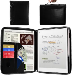 E NET-CASE Case for Remarkable Paper Pro Tablet 11.8 inch (2024 Released) - Business Handheld Design Upgraded PU Leather Cover for Remarkable Paper Pro Digital Paper with Zipper & Pen Holder (Black)
