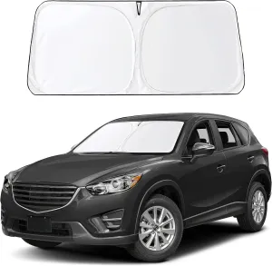 EcoNour Car Windshield Compatible for Mazda CX5-2017 2018 2019 2020 2021 2022 2023 2024 2025 | Front Window Sun Visor for UV & Sun Heat with Storage Pouch | Car Interior Accessories fits Mazda CX5