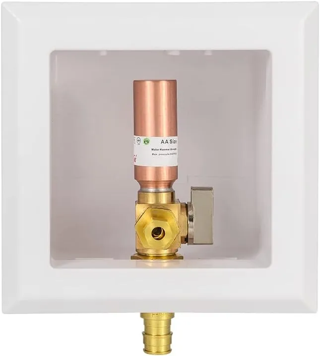 EFIELD Universal Ice Maker Box,1/2-Inch Pex-A Expansion Inlet Connection with Installed 1/4-Turn Ball Valve(Expansion Pex-A with Copper Arrestor)