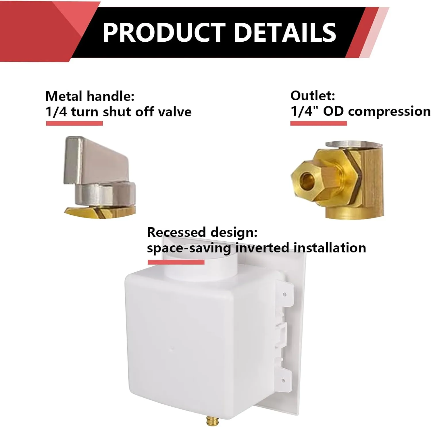 EFIELD Universal Ice Maker Box,1/2-Inch Pex-A Expansion Inlet Connection with Installed 1/4-Turn Ball Valve(Expansion Pex-A with Copper Arrestor)
