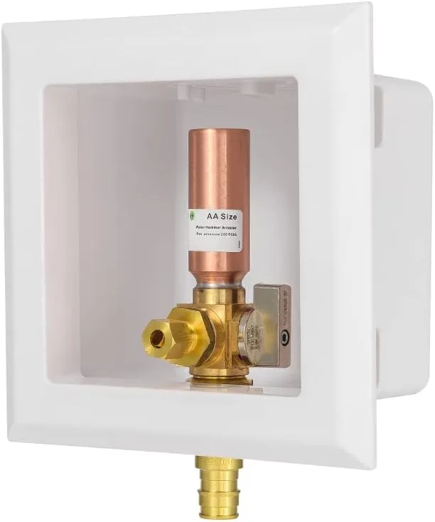 EFIELD Universal Ice Maker Box,1/2-Inch Pex-A Expansion Inlet Connection with Installed 1/4-Turn Ball Valve(Expansion Pex-A with Copper Arrestor)