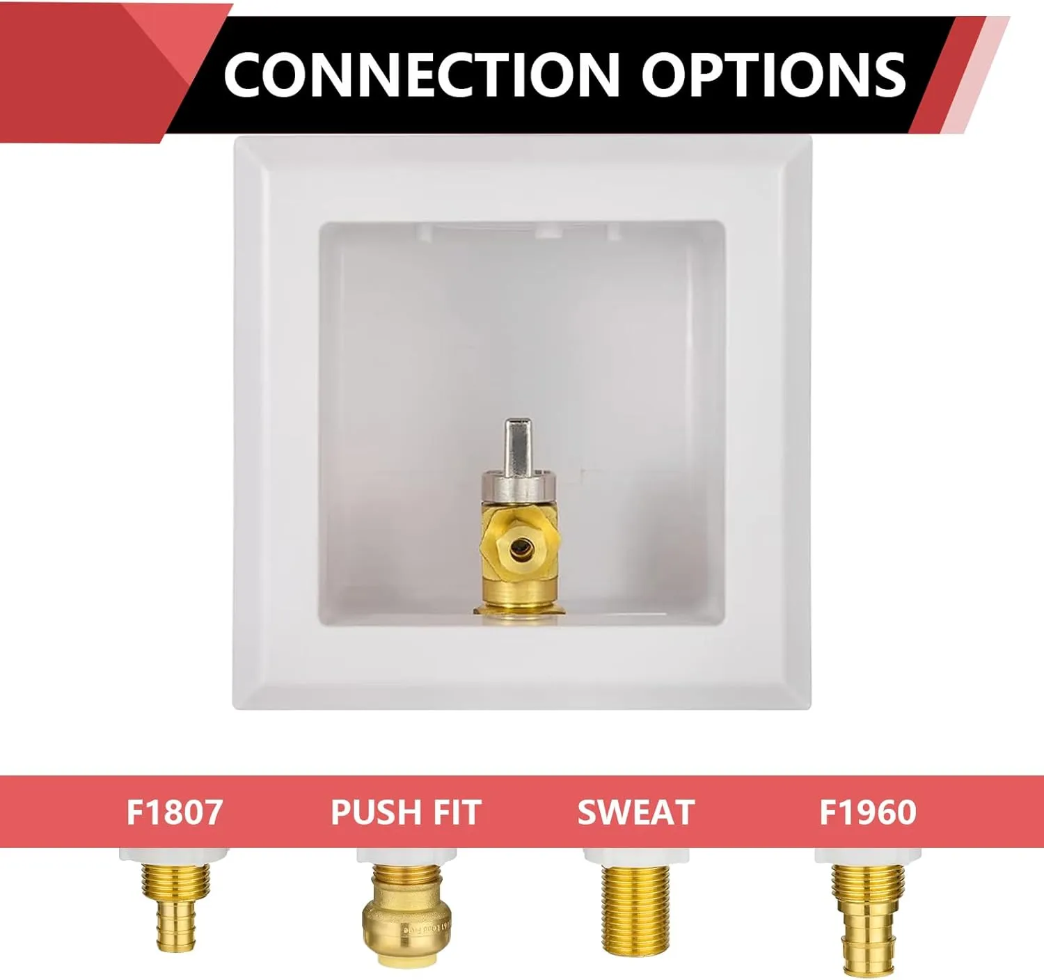 EFIELD Universal Ice Maker Box,1/2-Inch Pex-A Expansion Inlet Connection with Installed 1/4-Turn Ball Valve(Expansion Pex-A with Copper Arrestor)