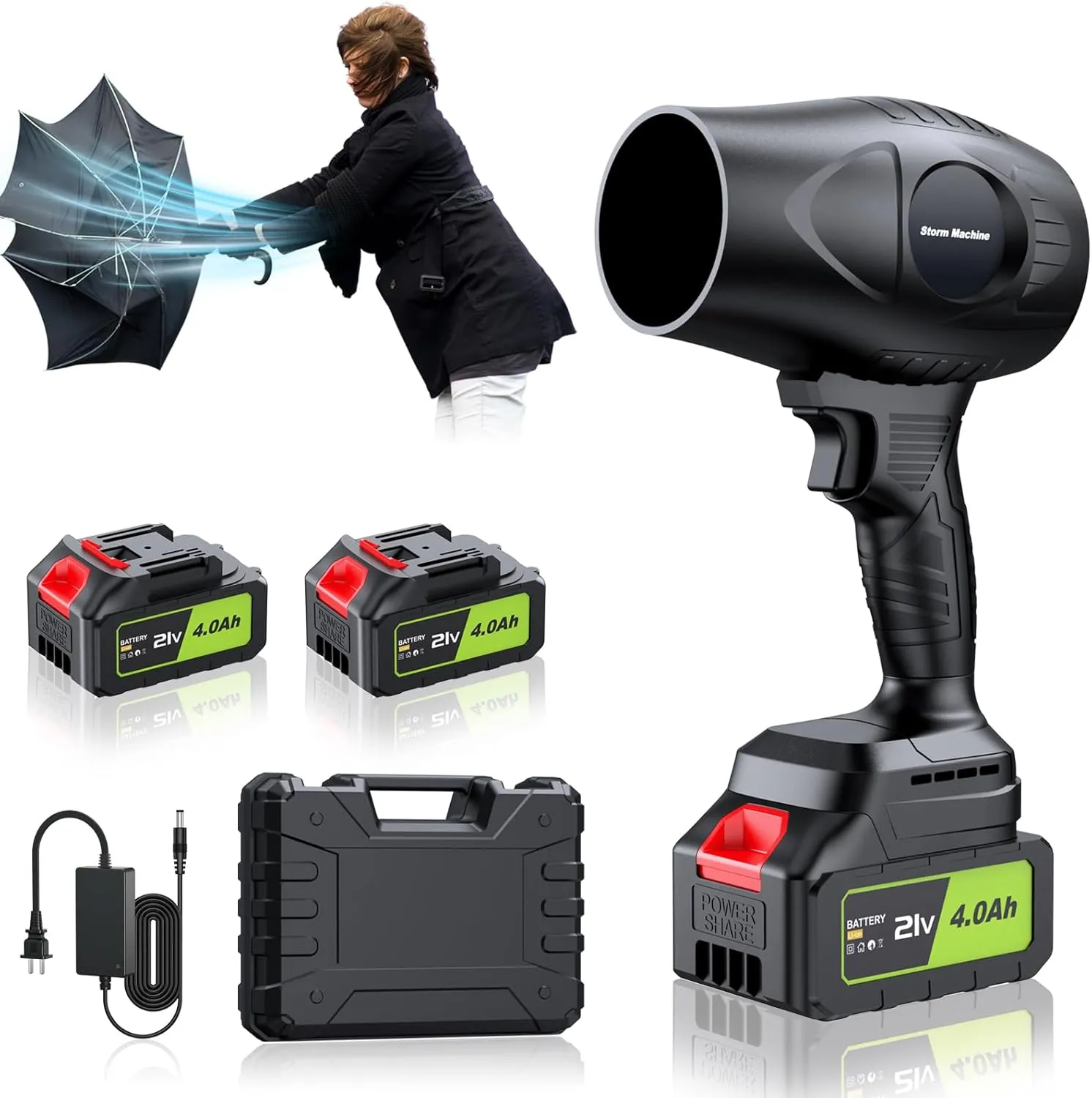 Electric-Cordless-Leaf-Blower - 400000RPM Handheld Leaf Blower - 2 X 4.0Ah Batteries and Charger Included, Lightweight Leafs Blower for Patio Cleaning