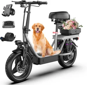 Electric Scooter with Seat for Adults,700W Peak Motor, 30Mile Range,22MPH,Ample Storage for Pets& Cargo,Foldable Electrically Motor Scooters for Commuting