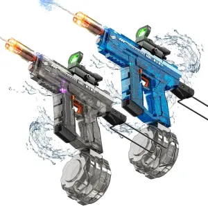 Electric Water Gun for Kids Adults, Automatic Water Gun, Powerful Water Guns with 26-32 FT Long Range, Watergun Toy Gift for Summer, Black & Bleu, 2pcs
