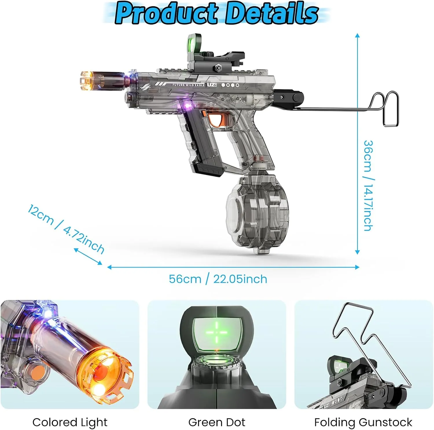 Electric Water Gun for Kids Adults, Automatic Water Gun, Powerful Water Guns with 26-32 FT Long Range, Watergun Toy Gift for Summer, Black & Bleu, 2pcs