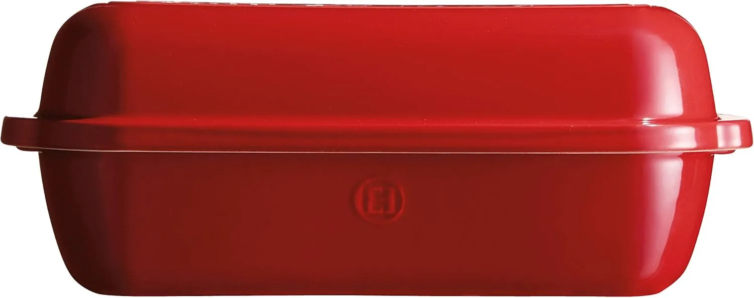 Emile Henry 349503 - Rustic bread pan made of ceramic, Red (Grand Cru), 39 x 16.5 x 15 cm