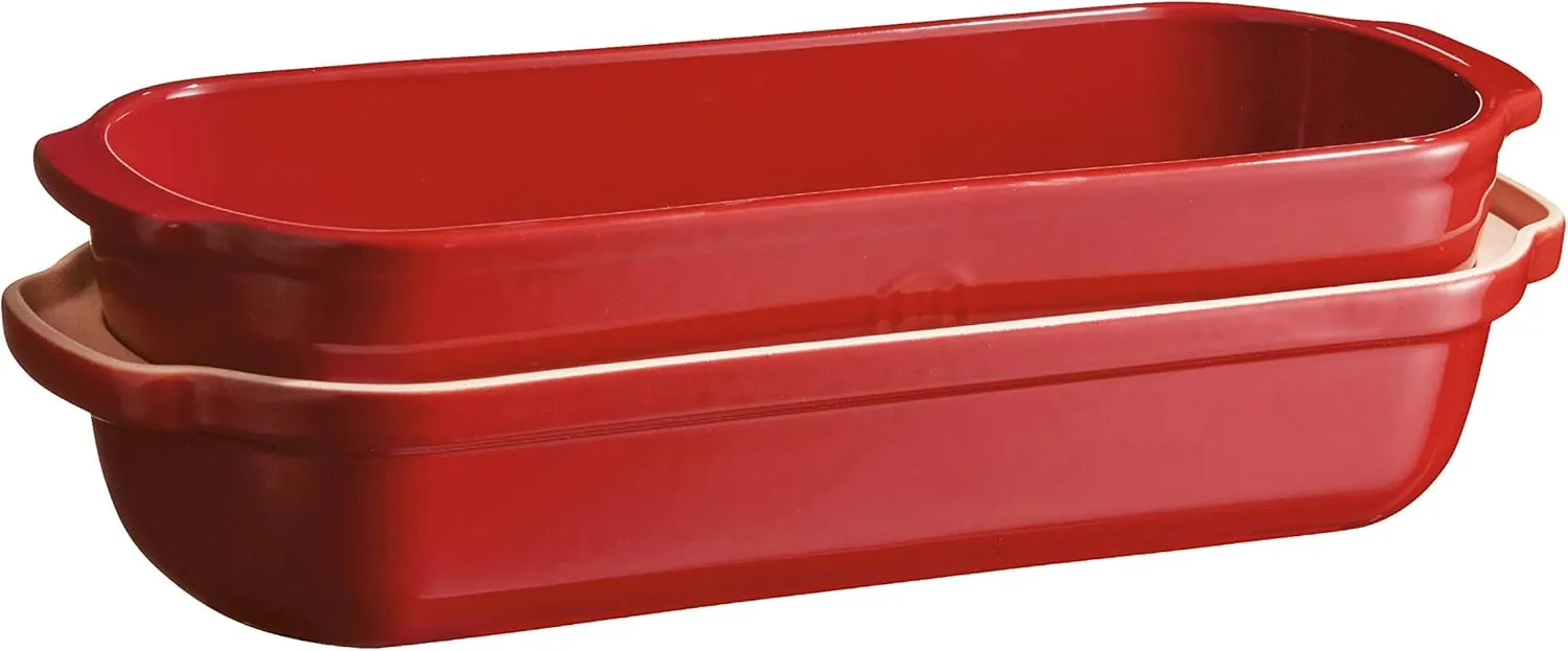 Emile Henry 349503 - Rustic bread pan made of ceramic, Red (Grand Cru), 39 x 16.5 x 15 cm