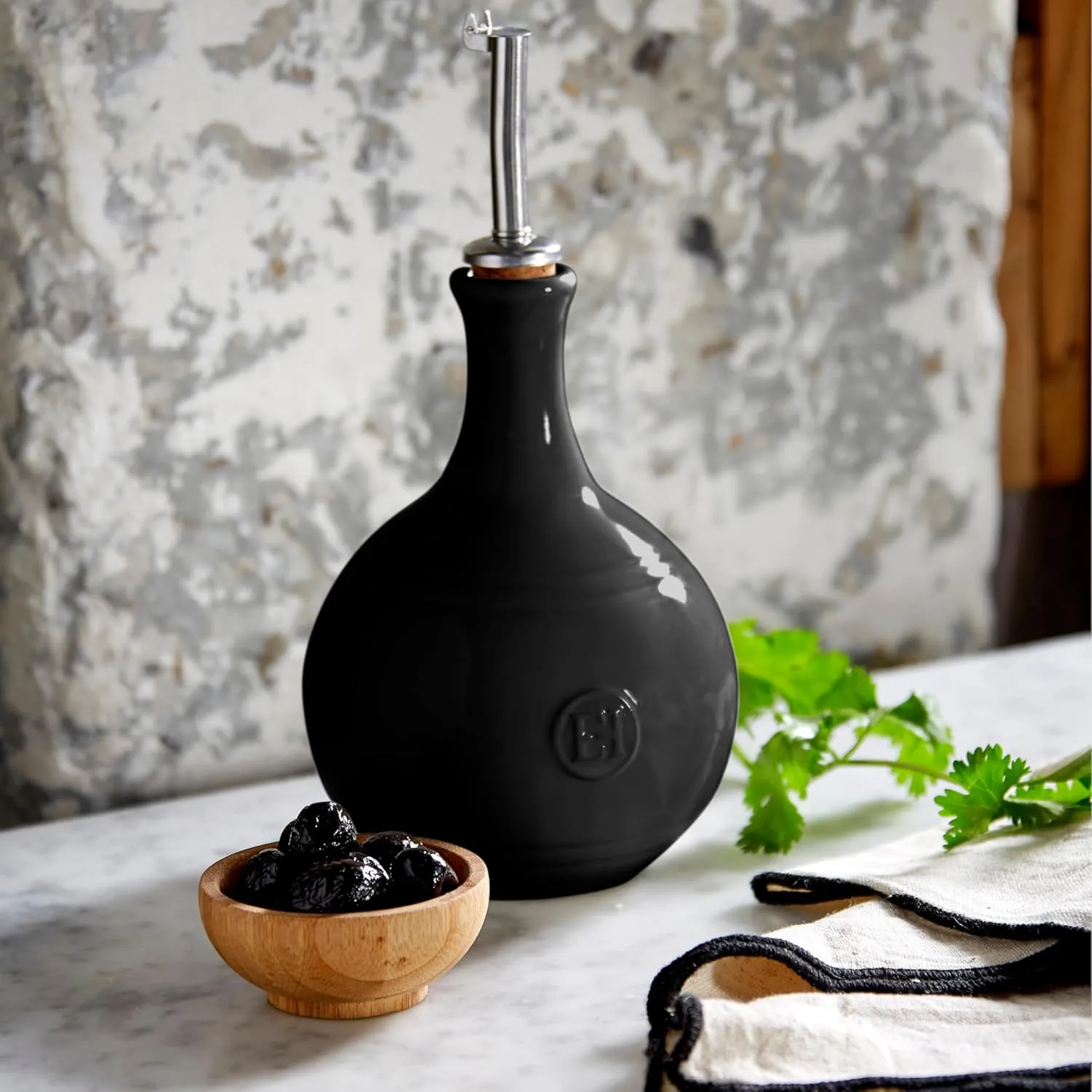 Emile Henry Made in France Ceramic Vinegar Cruet|Truffle
