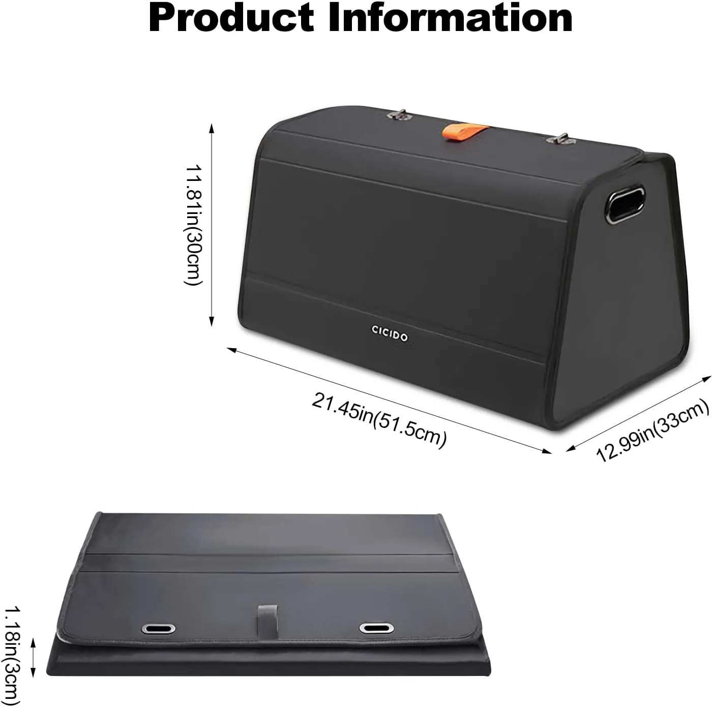 Ergocar Car Trunk Organizer, PU Leather Car Boot Organiser Collapsible, 180° Opening, Multi-Compartment Car Trunk Organizer Box, Car Boot Tidy, Non Slip Bottom, Essential Car Accessories