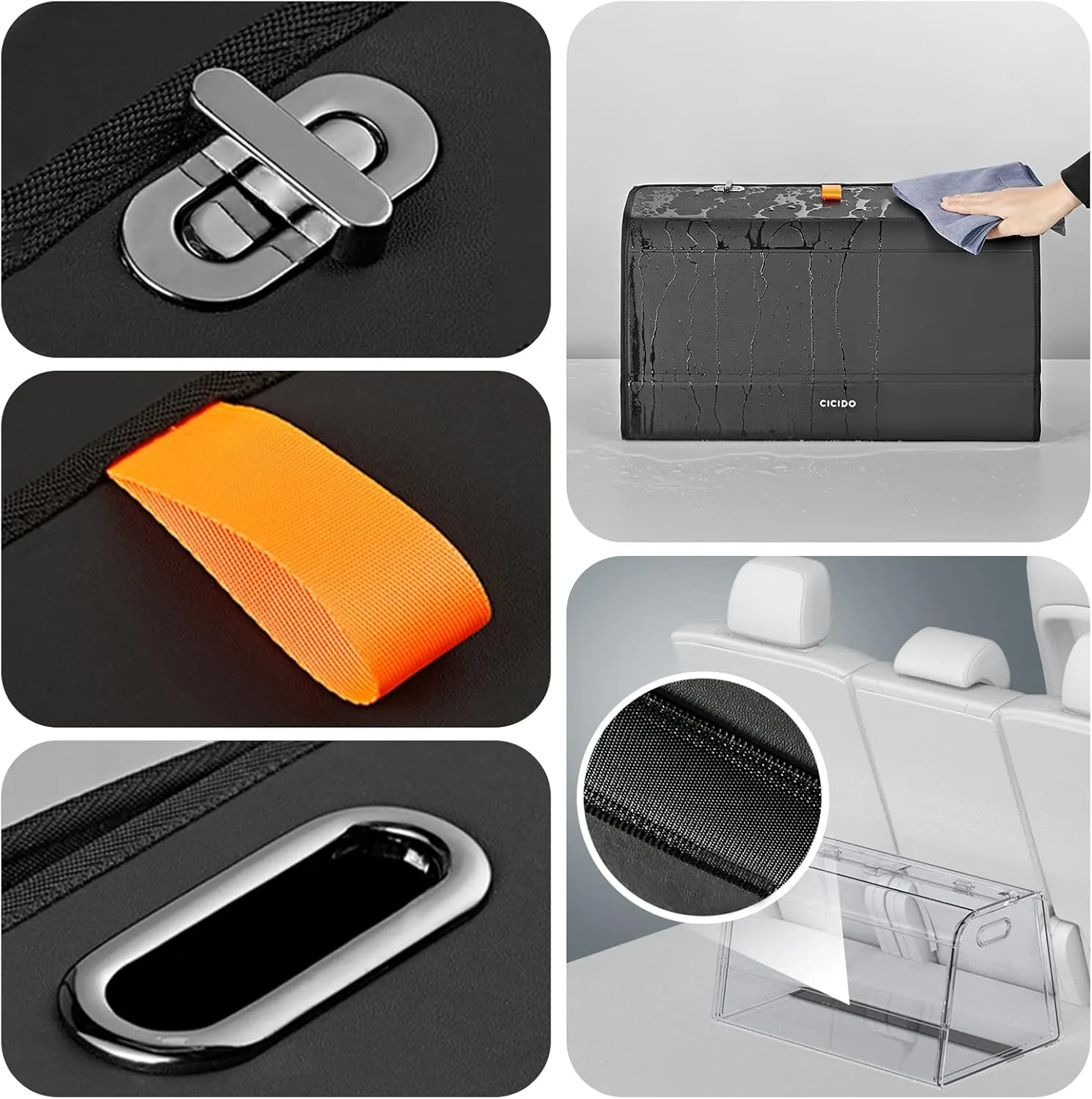 Ergocar Car Trunk Organizer, PU Leather Car Boot Organiser Collapsible, 180° Opening, Multi-Compartment Car Trunk Organizer Box, Car Boot Tidy, Non Slip Bottom, Essential Car Accessories