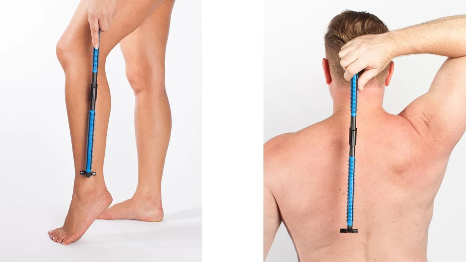 EVOLVE Body Razor Back Shaver Leg Shaver Face Shaver Long Sturdy Folding Handle - 4 Cartridges Included - Shave Wet or Dry - Better Control - Safety Razor Won't Cut Your Back Like Larger Blades