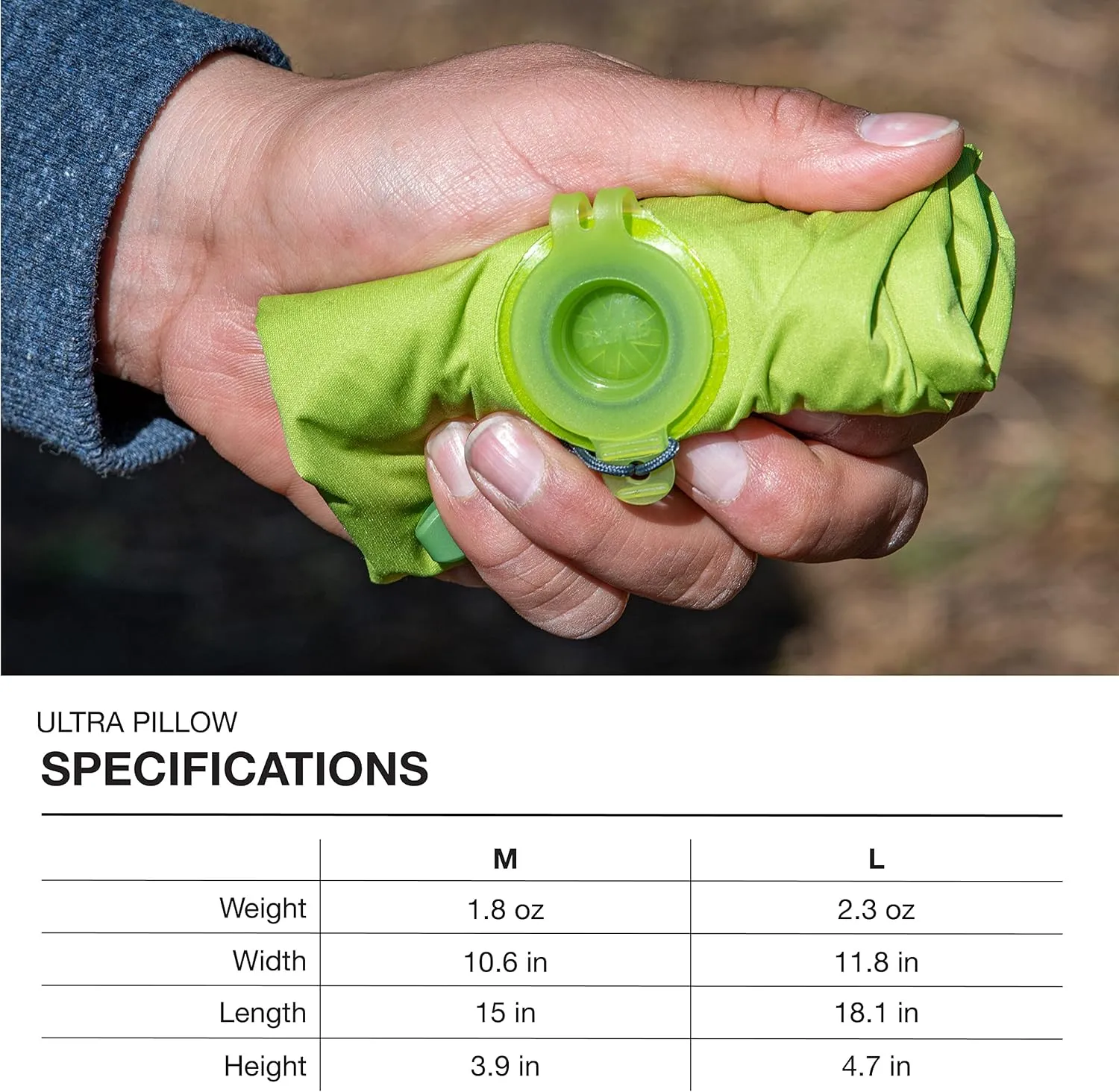 Exped Ultra Pillow - Premium Ultralight Inflatable Compact Camping & Backpacking Pillow, Grey Goose, Medium