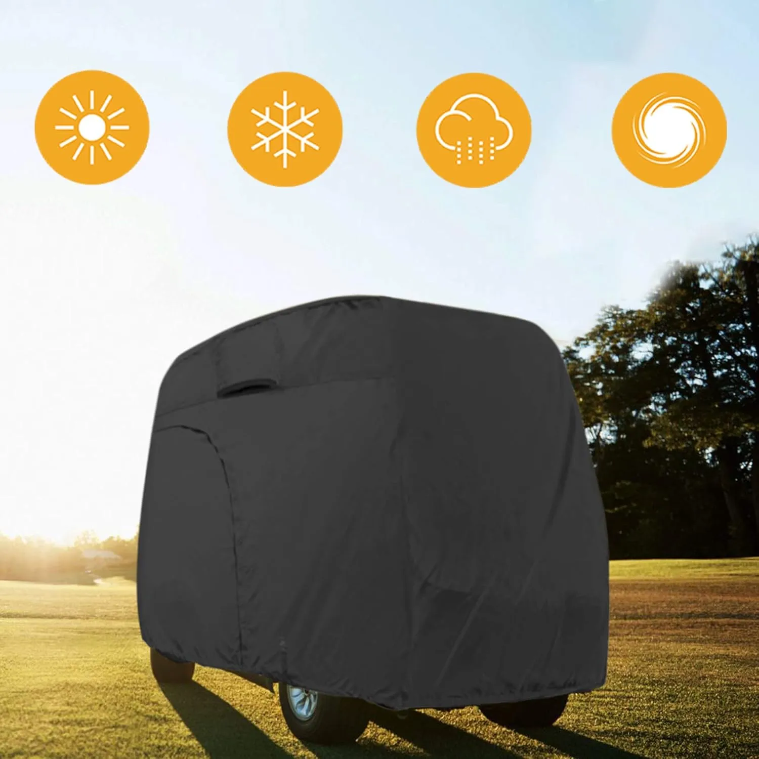 Explore Land 600D Waterproof Golf Cart Cover Universal Fits for Most Brand 2/4/6 Passenger Car (3 Sizes Option)