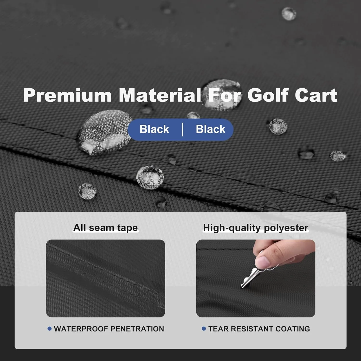 Explore Land 600D Waterproof Golf Cart Cover Universal Fits for Most Brand 2/4/6 Passenger Car (3 Sizes Option)