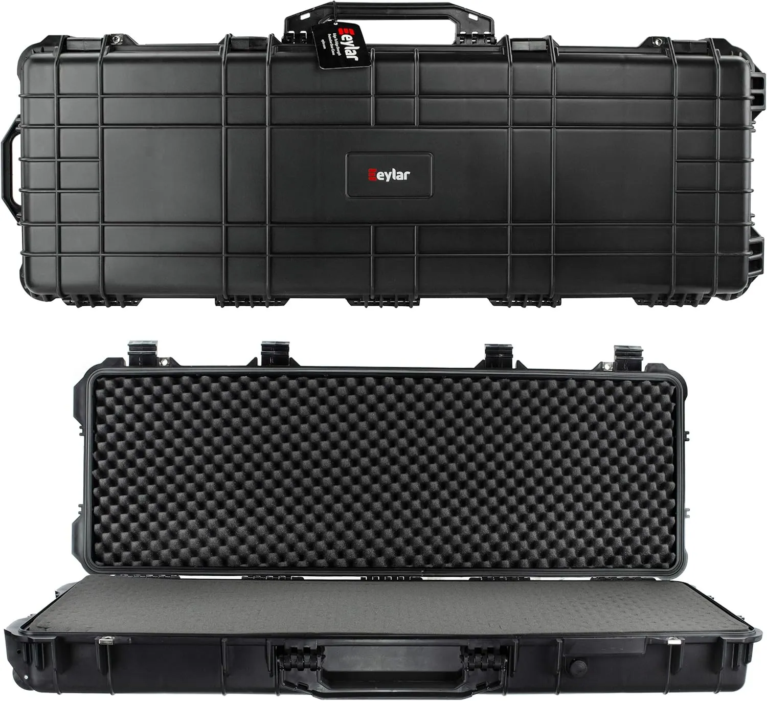 Eylar 38" Inch Protective Roller Rifle Hard Case with Foam, Waterproof & Crushproof, Two Rifles Or Multiple Guns, Pressure Valve with Lockable Fittings Black