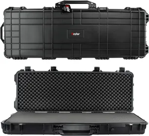 Eylar 38" Inch Protective Roller Rifle Hard Case with Foam, Waterproof & Crushproof, Two Rifles Or Multiple Guns, Pressure Valve with Lockable Fittings Black