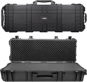 Eylar 44" Inch XL Deep Protective Roller Rifle Hard Case with Foam, Waterproof & Crushproof, Three to Four Rifles Or Multiple Guns, Pressure Valve with Lockable Fittings