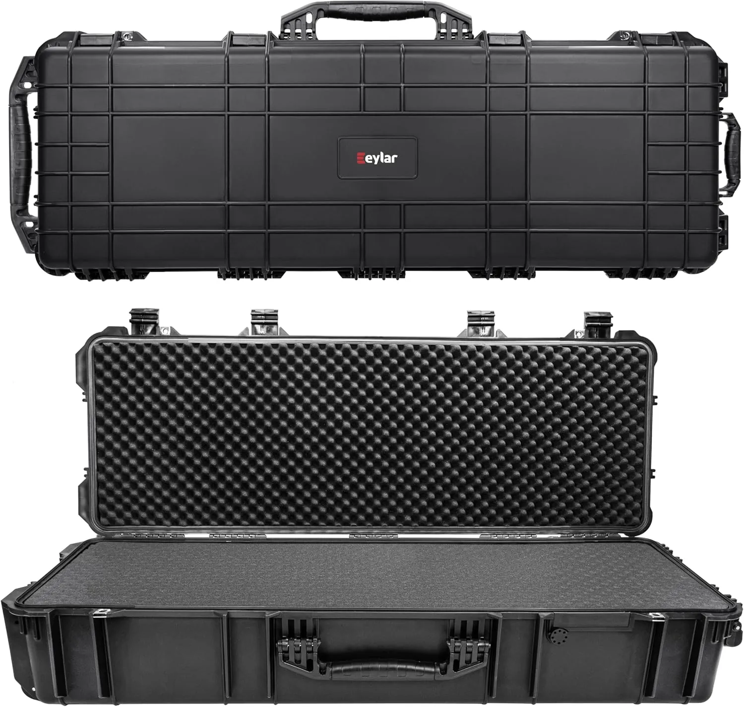 Eylar 44" Inch XL Deep Protective Roller Rifle Hard Case with Foam, Waterproof & Crushproof, Three to Four Rifles Or Multiple Guns, Pressure Valve with Lockable Fittings
