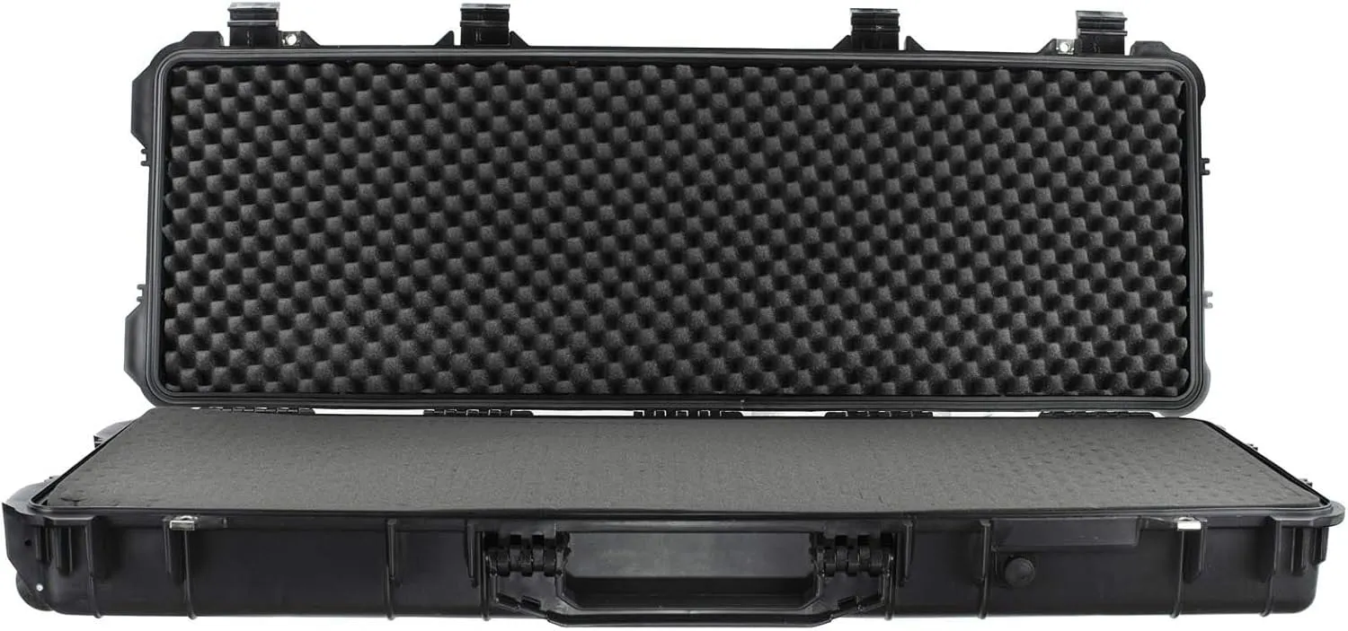 Eylar 53" Inch Protective Roller Rifle Hard Case with Foam and Custom Logo Plate, Waterproof & Crushproof, Two Rifles Or Multiple Guns, Pressure Valve with Lockable Fittings