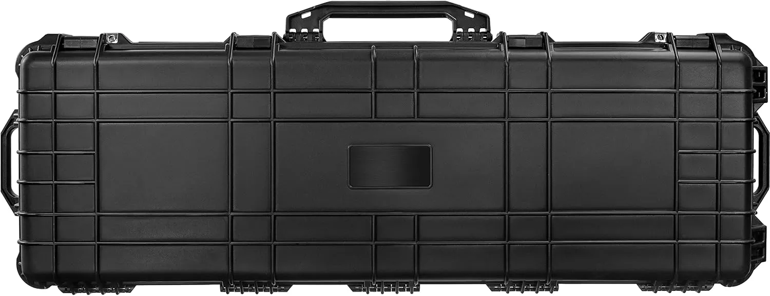 Eylar 53" Inch Protective Roller Rifle Hard Case with Foam and Custom Logo Plate, Waterproof & Crushproof, Two Rifles Or Multiple Guns, Pressure Valve with Lockable Fittings