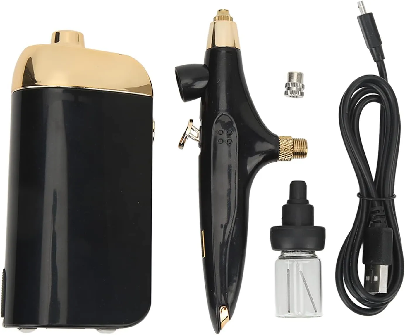 Fafeicy Oxygen Facial Airbrush, Oxygen Facial Airbrush, Airbrush, Oxygen Infusion Facial Spray Double Gravity Trigger Salon Beauty Device, Home (Black Set)