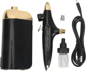 Fafeicy Oxygen Facial Airbrush, Oxygen Facial Airbrush, Airbrush, Oxygen Infusion Facial Spray Double Gravity Trigger Salon Beauty Device, Home (Black Set)