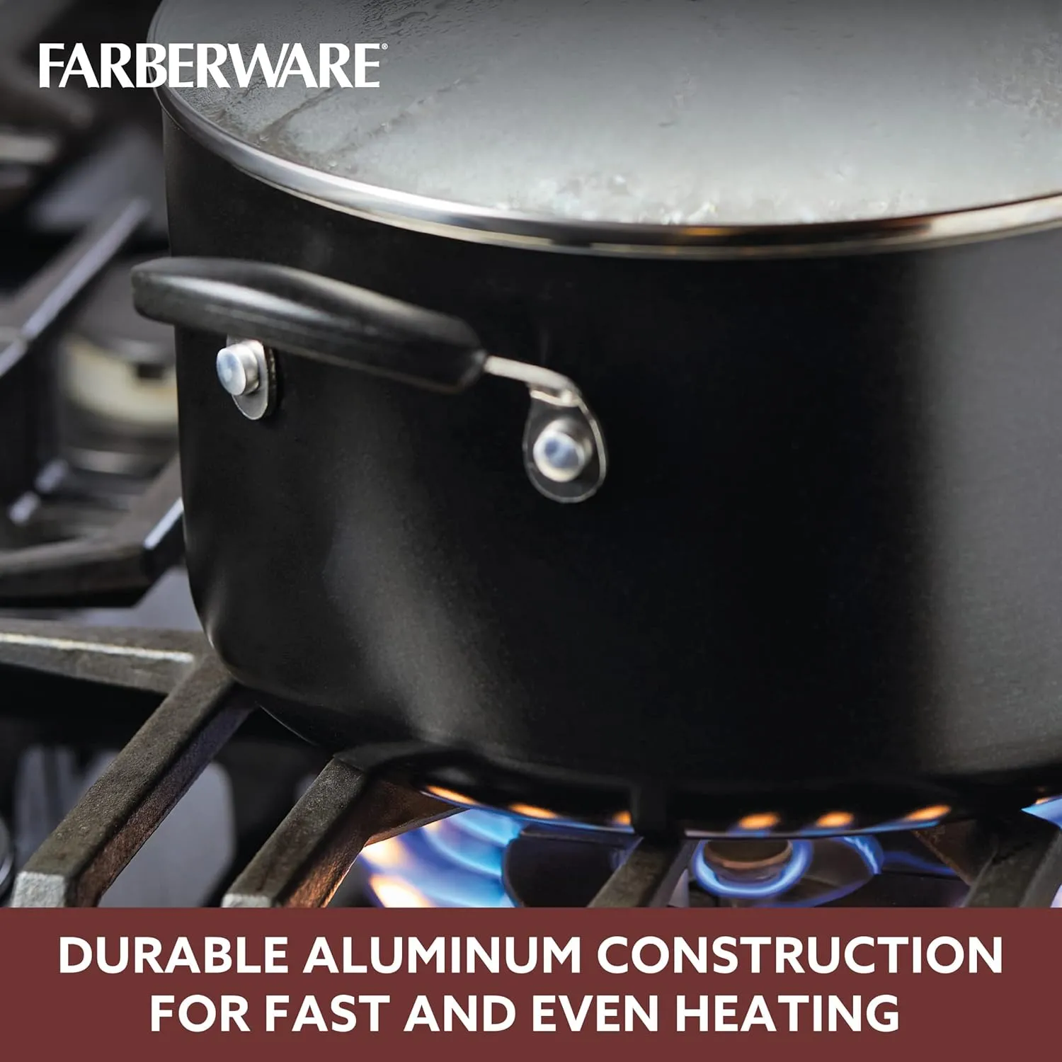 Farberware Smart Control Nonstick Stock Pot/Stockpot with Lid, 6 Quart, Black