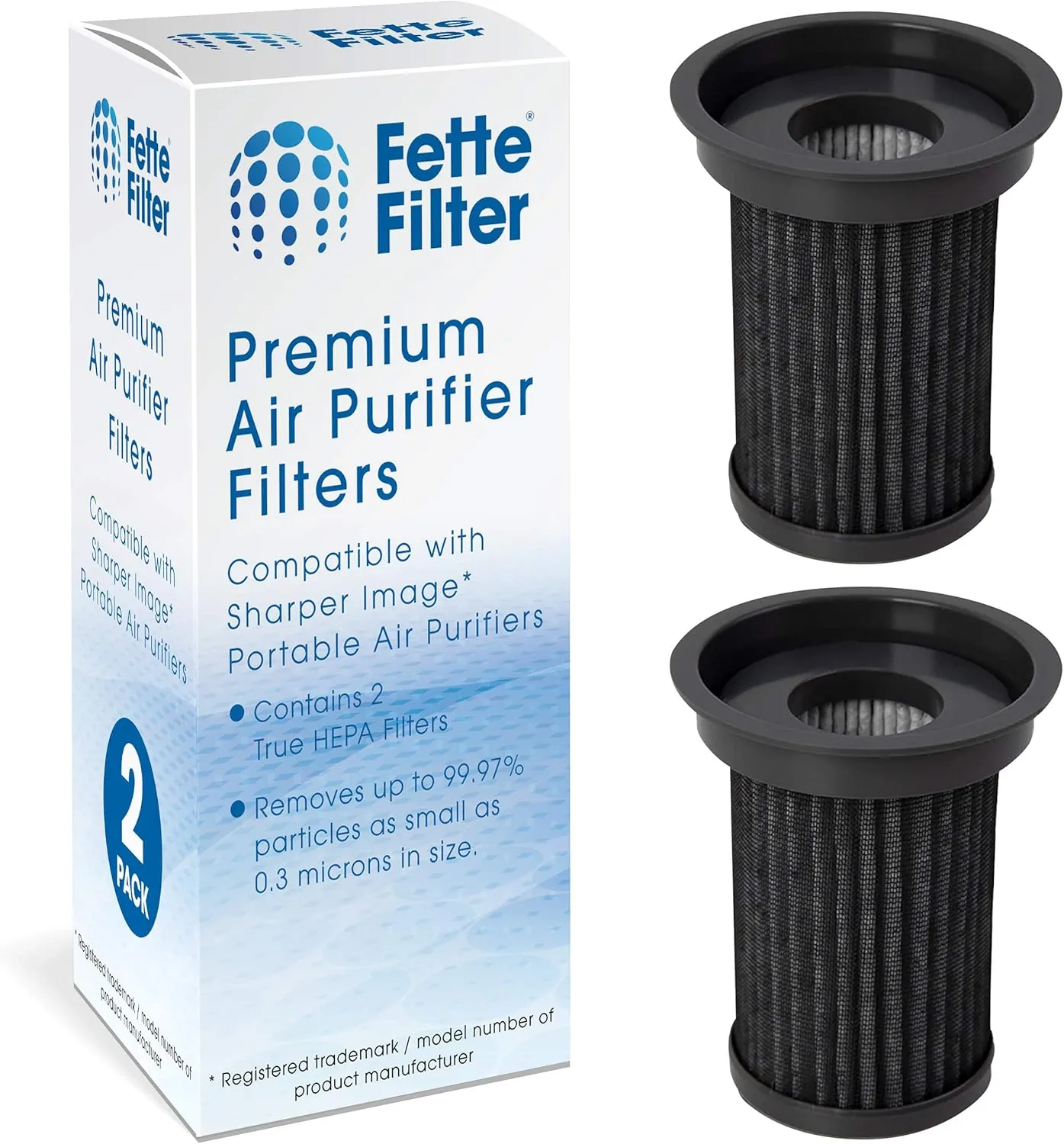 Fette Filter - True Hepa Filter Replacement Compatible with Sharper Image USB powered Portable Air Purifier (2 QTY)