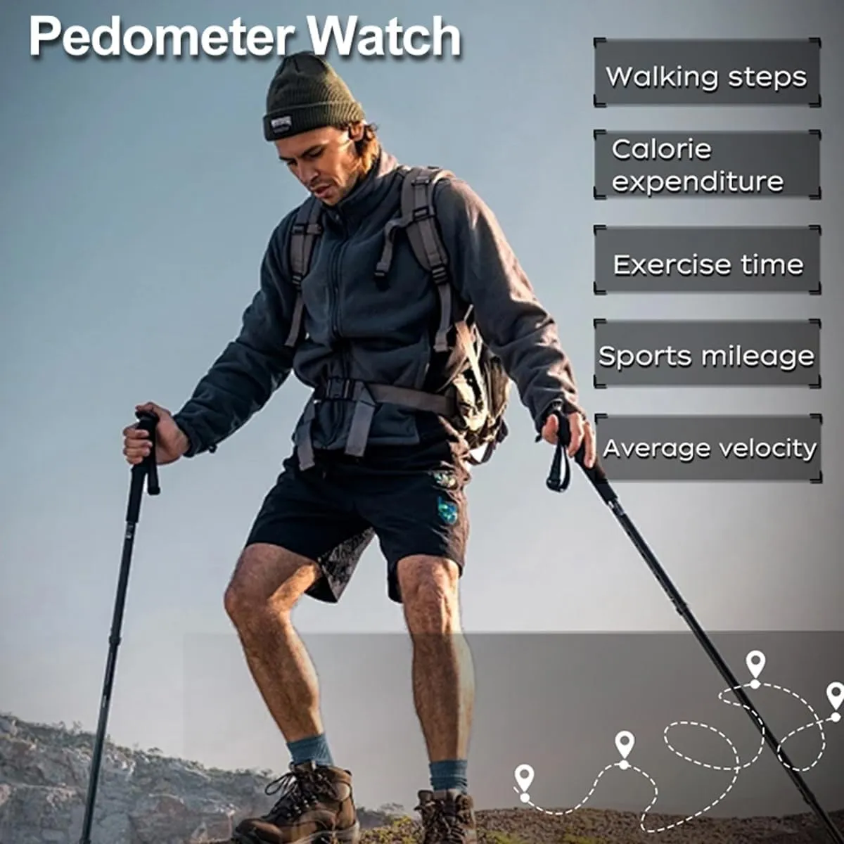 findtime Men's Digital Watch Pedometer Step Counter Watches Military Compass Waterproof Wrist Watch Tactical Sport Watch Calories Counter Pacer Running Wristwatch LED Light Stopwatch Countdown