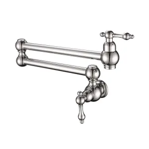 Finish) - Durable materials Swing Faucet Tap Wall-Mounted Arm Handle SS304 Dual Filler Kitchen (Chrome Urgent sale Pot