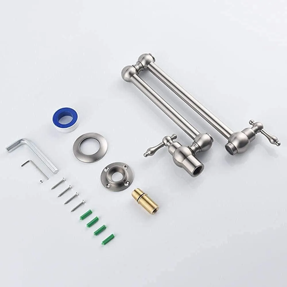 Finish) - Durable materials Swing Faucet Tap Wall-Mounted Arm Handle SS304 Dual Filler Kitchen (Chrome Urgent sale Pot