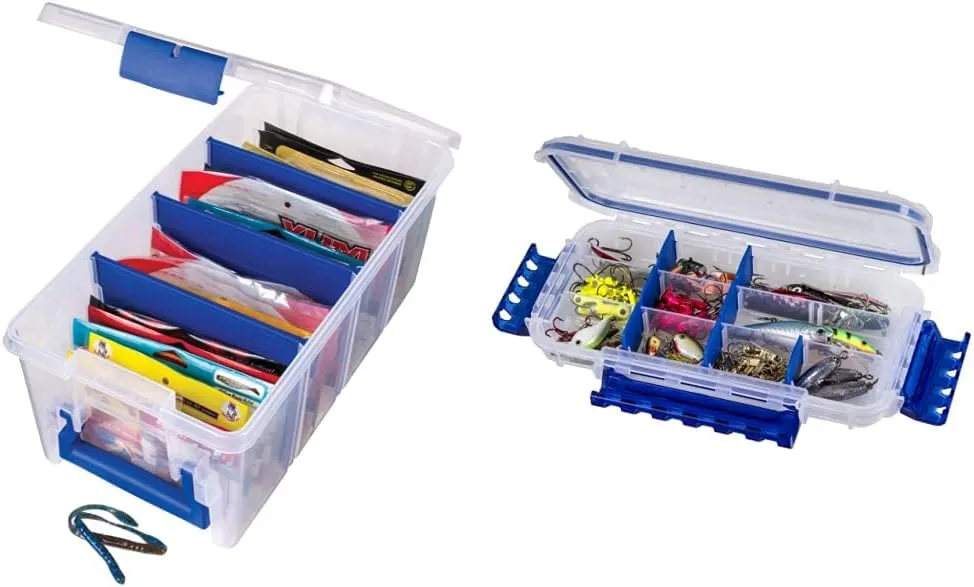 Flambeau 4510 Super Half Satchel Soft Bait Organizer & WP3012 Ultimate Waterproof Tuff Tainer - 12 Compartments (Includes 9 Zerust Dividers)