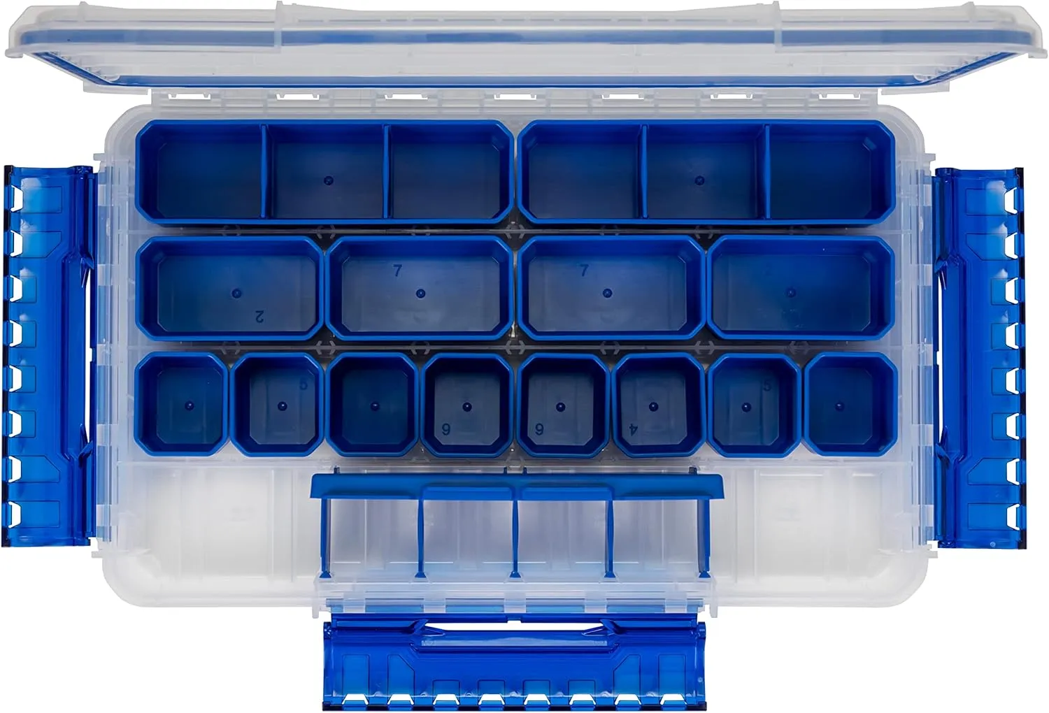 Flambeau Outdoors Terminal Slim Waterproof Ultimate Tuff Tainer | Tackle Storage, 14 Removable Modular Zerust Anti-Corrosion Cups, Micro Terminal Tackle Storage Locker, 14" x 8.9" x 1.7"