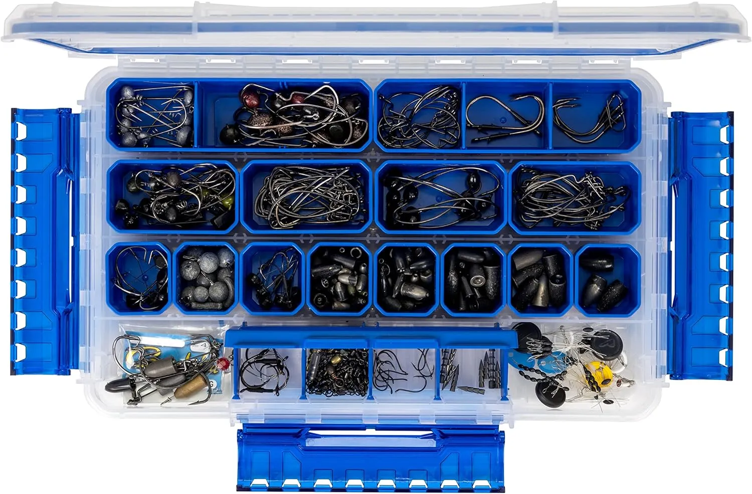 Flambeau Outdoors Terminal Slim Waterproof Ultimate Tuff Tainer | Tackle Storage, 14 Removable Modular Zerust Anti-Corrosion Cups, Micro Terminal Tackle Storage Locker, 14" x 8.9" x 1.7"