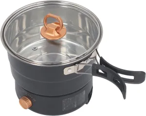 Fockety Multifunctional Electric Cooker, 500W 1.6L Mini Ramen Cooker with Foldable Handle, Portable Cooking Pot Electric Pot for Noodles Steak Cooker Eggs StirFrying, Black, Fockety0dx981fhcp-13