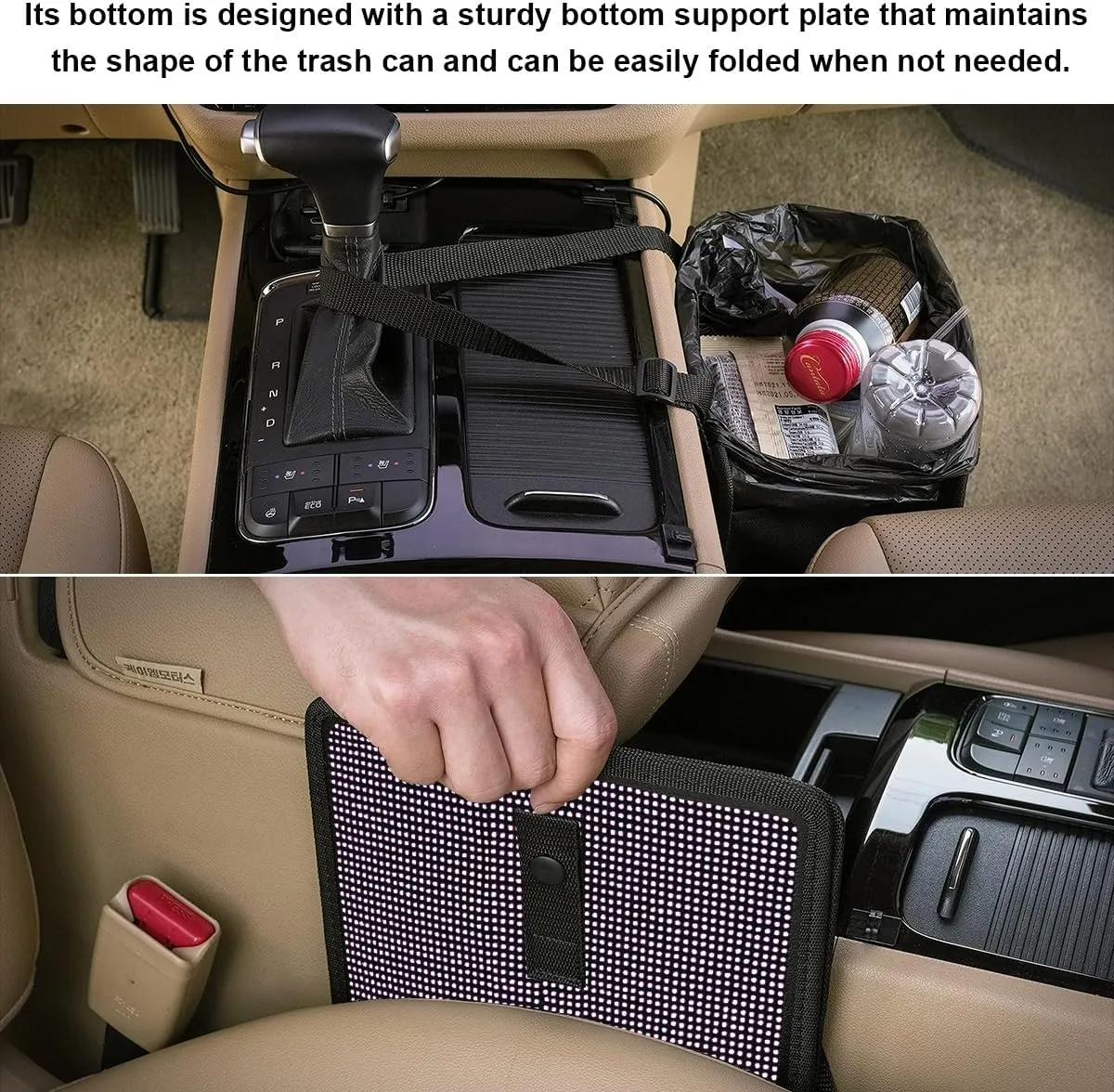 Foldable Car Trash Can, Bling Rhinestone Oxford Auto Hanging Garbage Bag, Crystal Leakproof Foldable Waste Organizer Universal for Most Vehicles, Interior Car Accessories (Light Pink)