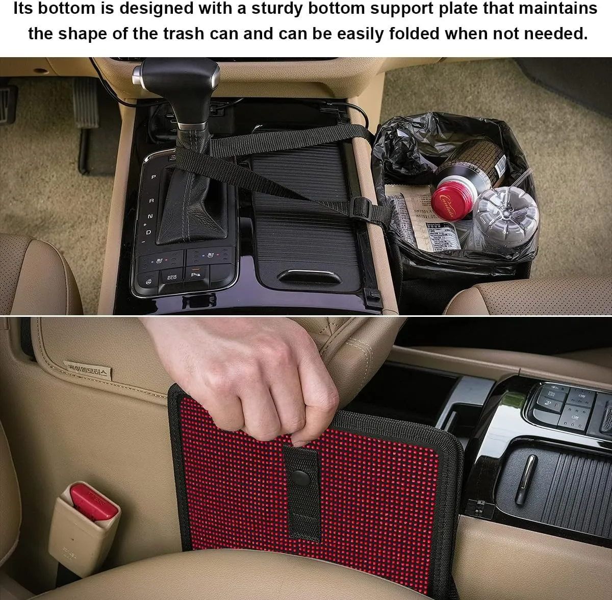 Foldable Car Trash Can, Bling Rhinestone Oxford Auto Hanging Garbage Bag, Crystal Leakproof Foldable Waste Organizer Universal for Most Vehicles, Interior Car Accessories (Red)