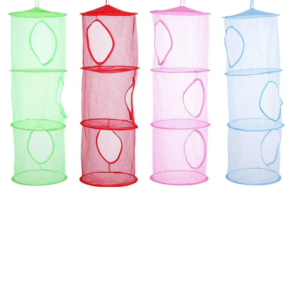 Foldable Clothes Drying Basket Three-layer Hanging Storage Breathable Organizer