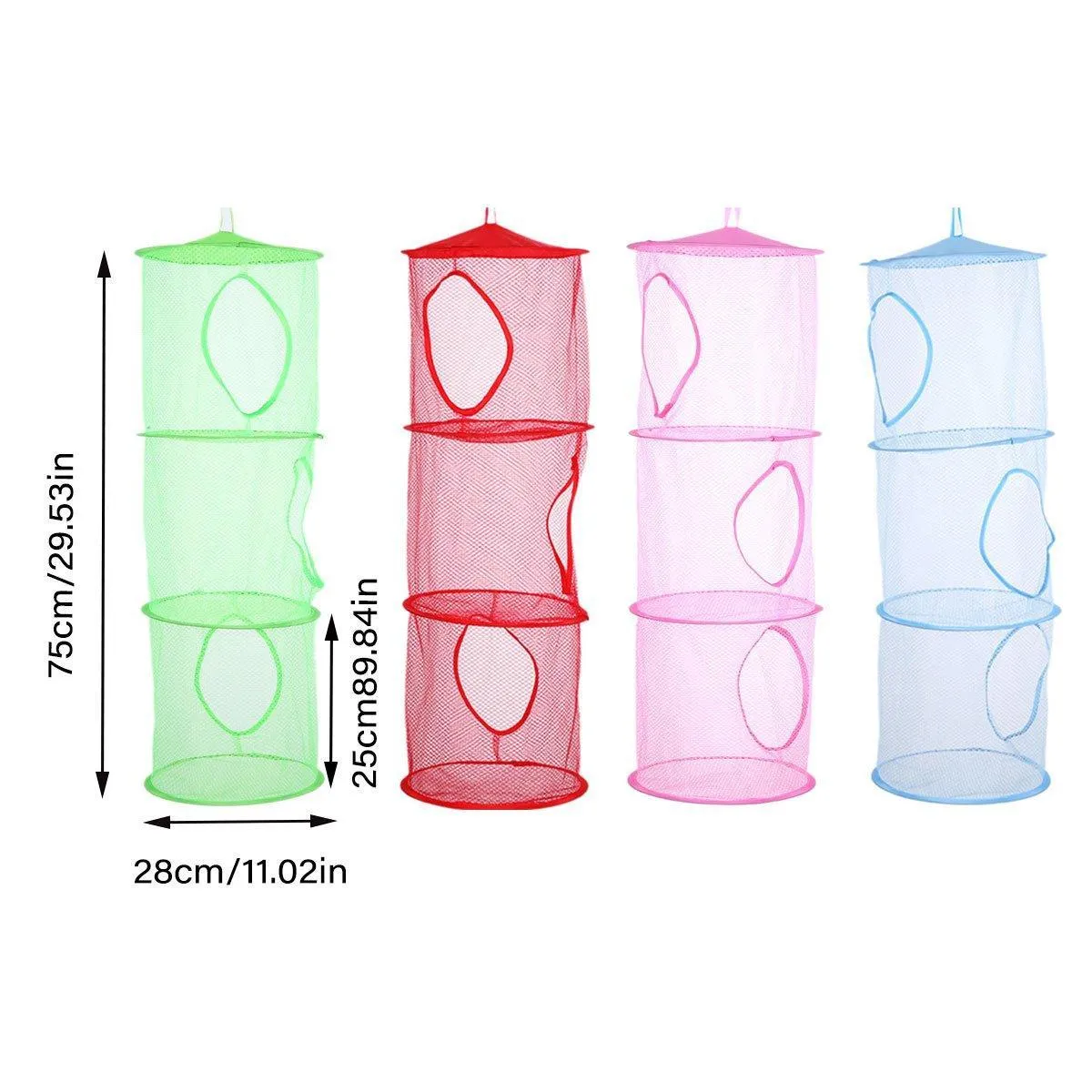 Foldable Clothes Drying Basket Three-layer Hanging Storage Breathable Organizer