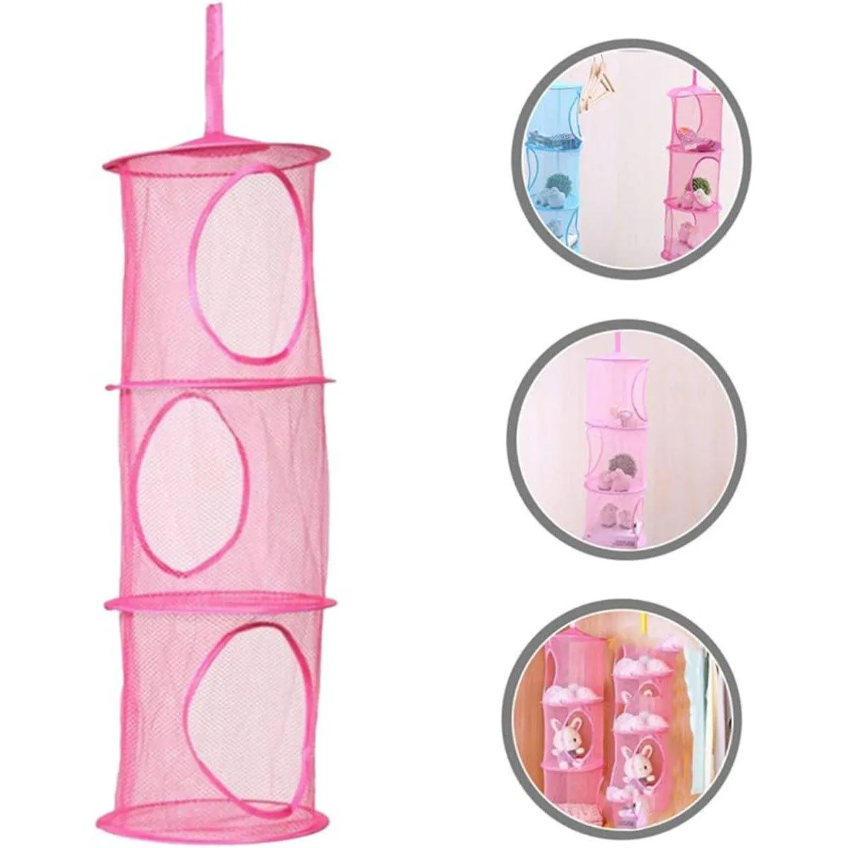 Foldable Clothes Drying Basket Three-layer Hanging Storage Breathable Organizer