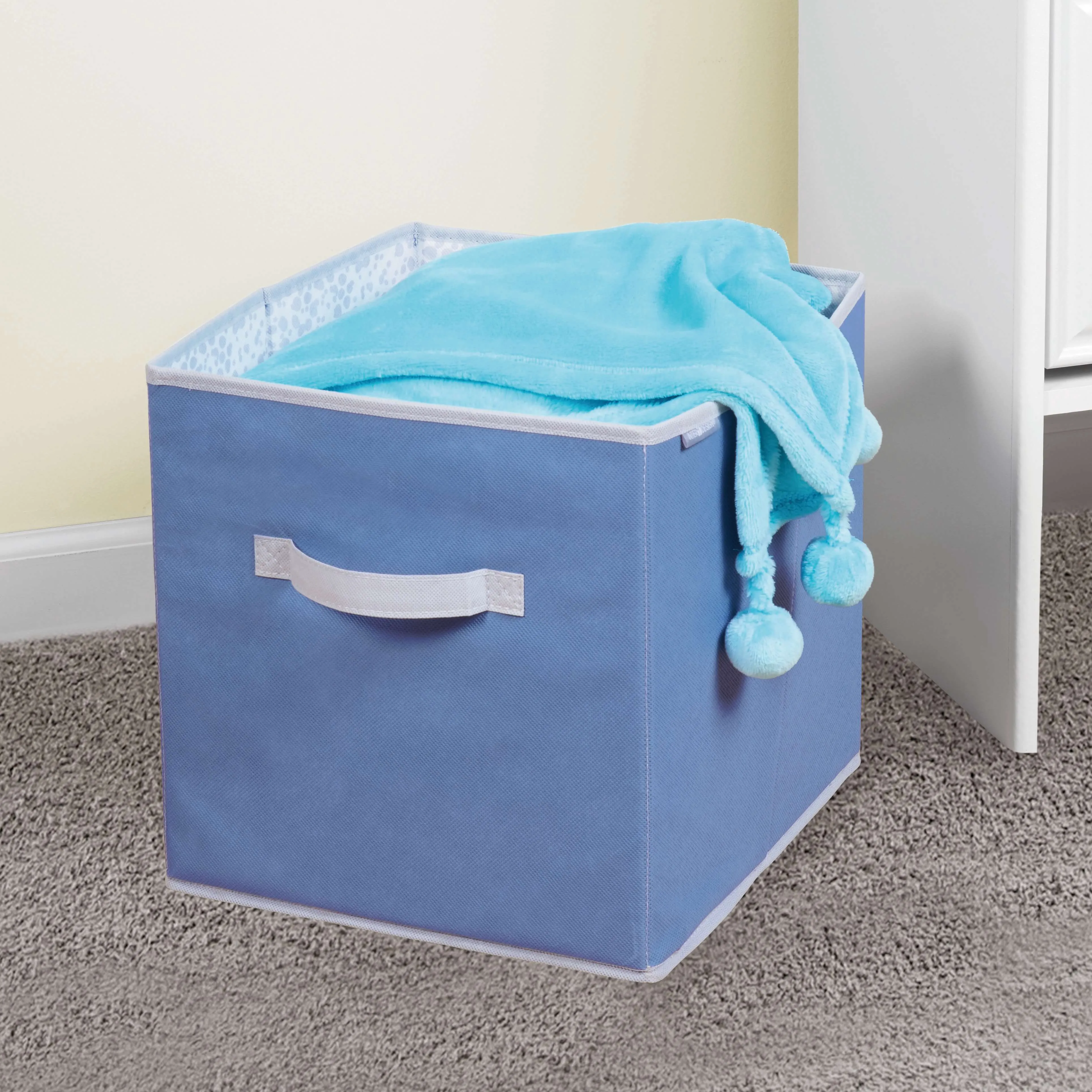Foldable Clothes Storage Organizer Cube - Blue/Grey